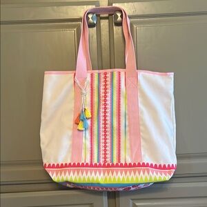 Colorful Tote Bag with Pink Accents